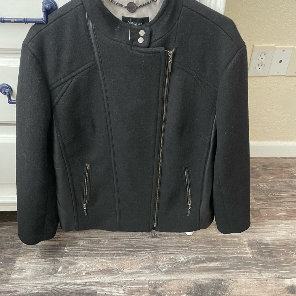 Autograph Black Bomber Jacket with Asymmetrical Zip